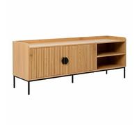 Oviala Meuble TV en Acier et MDF décor mélaminé 150 cm Beige