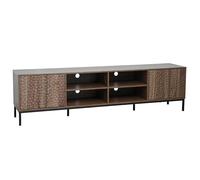Oviala Meuble TV rectangulaire 2 Portes L200 cm Bois foncé
