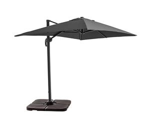Oviala Parasol déporté 2x3 m et 4 Dalles à remplir Aluminium Gris