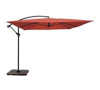 Oviala Parasol déporté 3 x 3 m et 4 Dalles à Lester remplisable Terracotta