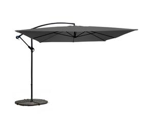 Oviala Parasol déporté 3x3m et 4 Dalles à lestées Gris