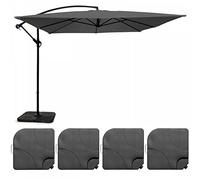 Oviala Parasol déporté 3x3m et 4 Dalles à remplir Acier Gris