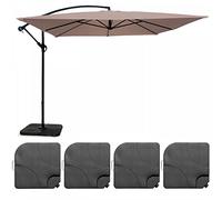 Oviala Parasol déporté 3x3m et 4 Dalles à remplir Acier Taupe