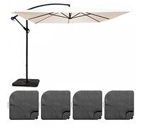 Oviala Parasol déporté 3x3m et 4 Dalles à remplir Aluminium Blanc