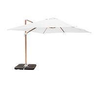 Oviala Parasol déporté 3x3m et 4 Dalles à remplir Effet Bois Blanc