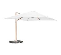 Oviala Parasol déporté 3x3m et 4 Dalles lestées Effet Bois Blanc
