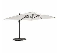 Oviala Parasol Déporté 3x4m Blanc Inclinable Rotatif + 4 Dalles Lestées