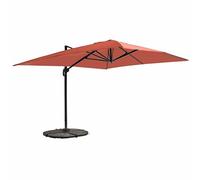 Oviala Parasol déporté 3x4m inclinable Rotatif + 4 Dalles lestées Terracotta