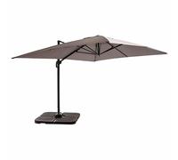 Oviala Parasol déporté 4x3 m 360° inclinable + 4 Dalles à Lester Taupe