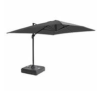 Oviala Parasol déporté 4x3 m 360° inclinable + à Lester sur Roues Gris