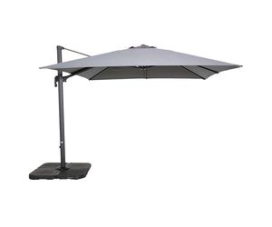Oviala Parasol déporté inclinable 360° 3x3m et 4 Dalles à remplir alu Gris