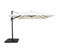 Oviala Parasol déporté inclinable Rotatif 3x3m et 4 Dalles à remplir Blanc