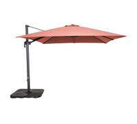 Oviala Parasol déporté Rotatif 3x3m et 4 Dalles à remplir alu Terracotta