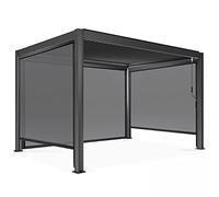 Oviala Pergola bioclimatique 3 x 4 m autoportée avec 3 Stores Gris