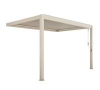 Oviala Pergola bioclimatique adossée 3x4m en Aluminium Bois crème