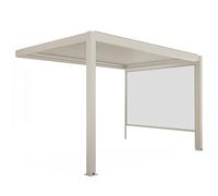 Oviala Pergola bioclimatique adossée 3x4m et 1 Store Bois crème