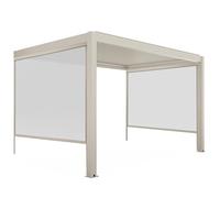 Oviala Pergola bioclimatique adossée 3x4m et 2 Stores Bois crème