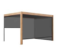 Oviala Pergola bioclimatique adossée 3x4m et 2 Stores en Bois Gris
