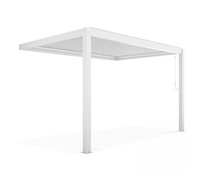 Oviala Pergola bioclimatique adossée Blanche en Aluminium 3x4 m