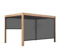 Oviala Pergola bioclimatique autoportée 3x4 m et 2 Stores Bois Gris