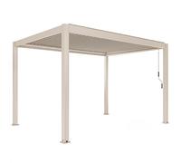 Oviala Pergola bioclimatique autoportée 3x4m en Aluminium Bois crème