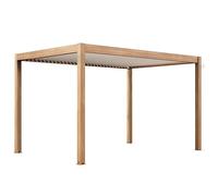 Oviala Pergola bioclimatique autoportée et motorisée éclairée 3x4m Bois Blanc