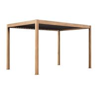Oviala Pergola bioclimatique autoportée et motorisée éclairée 3x4m Bois Gris