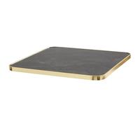 Oviala Plateau de Table carré Noir cerclage doré 60cm