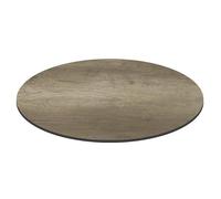 Oviala Plateau de Table de Jardin Rond HPL 70 cm chêne fumé