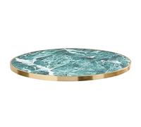 Oviala Plateau de Table Rond Blanc avec cerclage doré 60 cm marbre Vert/doré