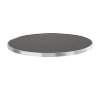 Oviala Plateau de Table Rond Noir avec cerclage Argent 60 cm