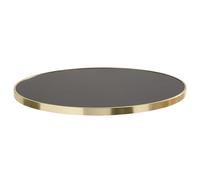 Oviala Plateau de Table Rond Noir avec cerclage doré 60 cm
