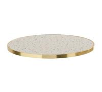 Oviala Plateau de Table Rond terrazzo avec cerclage doré 60 cm