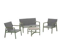 Oviala Salon de Jardin 4 Places en Aluminium Vert Kaki