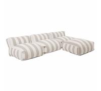 Oviala Salon de Jardin modulable avec 3 chauffeuses et 1 Pouf Sable - Mixi