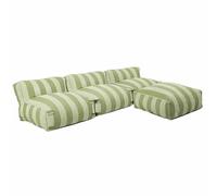 Salon de jardin modulable avec 3 chauffeuses et 1 pouf vert cactus Mixi, Oviala