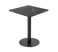 Oviala Table à Manger carrée 60 cm Pied Noir et revêtement marbre Noir