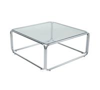 Oviala Table Basse carrée L90 cm en métal et en Verre Transparent