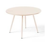 Oviala Table Basse de Jardin Ronde en métal Ivoire 50 cm - Palavas