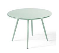 Oviala Table Basse de Jardin Ronde en métal Vert Sauge 40 cm - Palavas