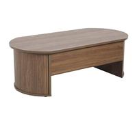 Table basse ovale avec plateau relevable effet bois foncé - Oviala
