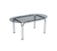 Oviala Table Basse Ovale en Verre trempé Noir