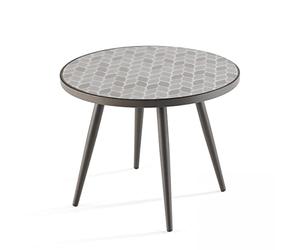 Oviala Table Basse Ronde de Jardin en Acier Noir Plateau en céramique - Tivoli