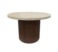 Oviala Table Basse scandinave Ronde 70 cm en Bois foncé