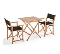 Oviala Table bistrot Pliante carrée et 2 chaises Pliantes Noir