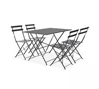 Oviala Table de Jardin bistrot et 4 chaises Pliantes en Acier Gris