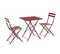 Oviala Table de Jardin et 2 chaises Acier 60 cm Pourpre