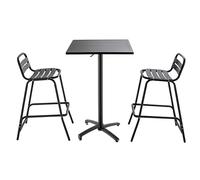 Oviala Table de Jardin Mange-Debout et 2 chaises en Aluminium Gris