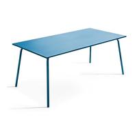 Oviala Table de Jardin ractangulaire en métal 8 Places 180 cm Bleu Pacific - Palavas