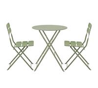 Oviala Table de terrasse Ronde Pliante et 2 chaises Pliantes Vert Tilleul
